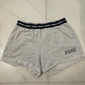 PINK Victoria's Secret Light Gray Heather Athletic Shorts with Branded Waistband